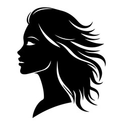 Black & white vector silhouette of diverse ethnic woman face portrait on white background