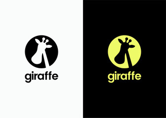 Minimalist Line Art Giraffe Character Logo