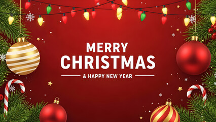 Festive christmas background with ornaments and lights for holiday celebrations