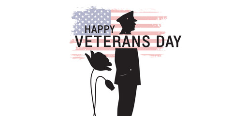 Veterans Day - Honoring All Who Served Poster. 11th of November.
