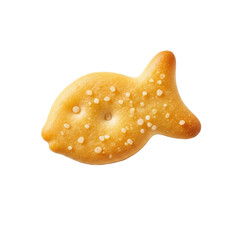 Golden baked fish shaped cracker with salt crystals