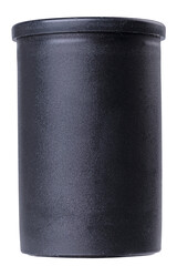 Plastic container for photographic film on an isolated background.