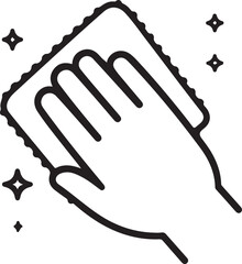 Hand with cleaning napkin line icon, hygiene and disinfection, wipe surface sign vector graphics, editable stroke linear icon

