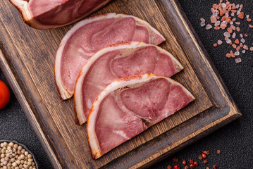 A meat roll made from pork or beef tongue slices with spices. Tongue roll