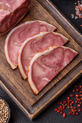 A meat roll made from pork or beef tongue slices with spices. Tongue roll