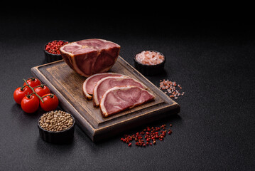 A meat roll made from pork or beef tongue slices with spices. Tongue roll