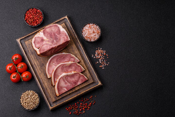 A meat roll made from pork or beef tongue slices with spices. Tongue roll