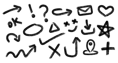 Hand Drawn Doodle Icons - Rough Brushstroke Symbols for Web and Design