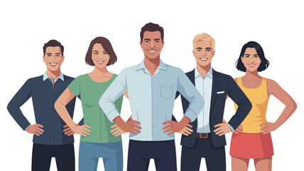 Obraz premium Diverse group of professionals standing shoulder to shoulder.