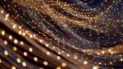 Abstract light trails with golden bokeh