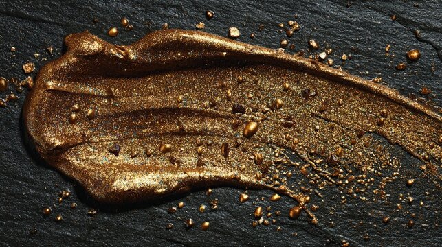 Metallic gold texture on dark stone