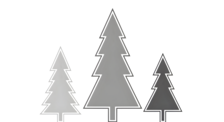 Three fir trees in different sizes isolated on transparent background, vector illustration