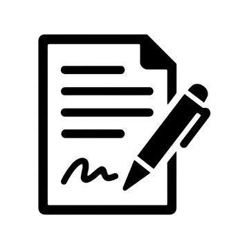 Editable Contract Document Icon Isolated on a Transparent Background