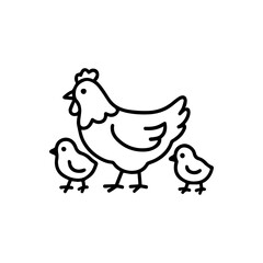 hen with chicks vector line icon on a white background
Vector line icon on a white background