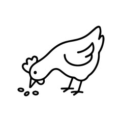 Chicken pecking grain vector line icon on a white background
Vector line icon on a white background
