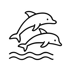 Dolphins swimming vector line icon on a white background
Vector line icon on a white background