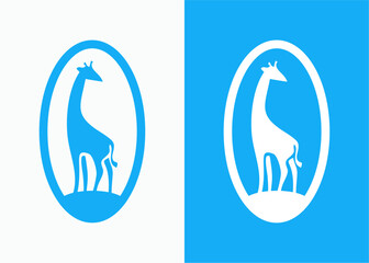Minimalist Line Art Giraffe Character Logo