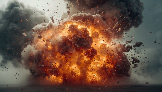 Ground Explosion with Fire and Smoke, blast, atom bom, bom blast