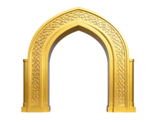 Ornate gold archway with detailed geometric patterns against a transparent background