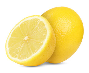 Fresh yellow lemons isolated on white. Citrus fruit