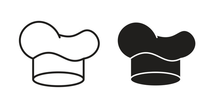 Chef hat icons. Black and White Vector Icons. can be used web and mobile