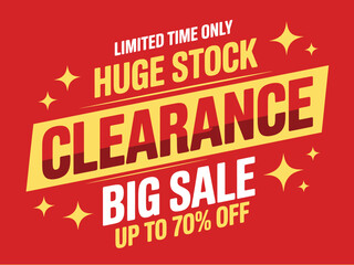 Huge stock clearance big sale up to 70% off for a limited time only.