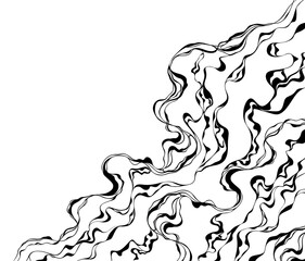Black and white smoke is drawn. Abstract smoke background with space for text for design, web design, and advertising banners. Waves illustration.