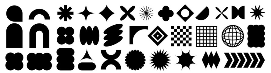 Modern Abstract Geometric Shape Vector Set, Minimal Graphic Design Elements Collection
