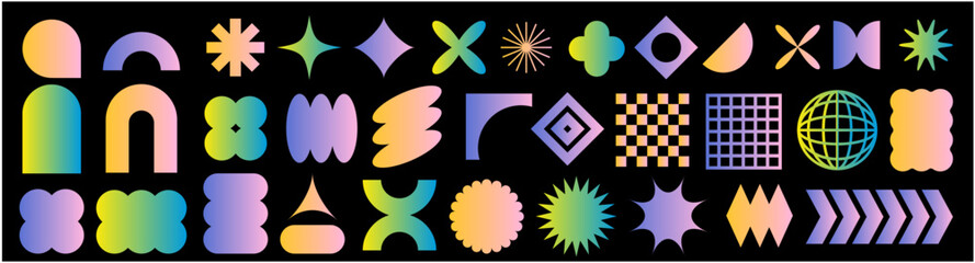 Colorful Abstract Geometric Shape Vector Set, gradient, Minimal Graphic Design Elements Collection
