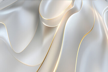 Jasne falujące tło z białymi fałdami i złotymi liniami, elegancka jedwabista faktura. © Henryk Guziak