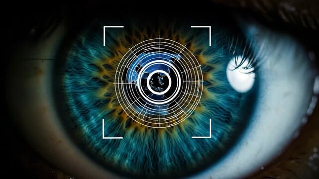 Futuristic eye scan technology capturing biometric data for advanced security and identification purposes - Powered by Adobe