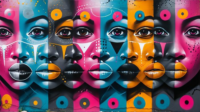 Colorful collage of joyful african faces celebrating diversity and unity through art