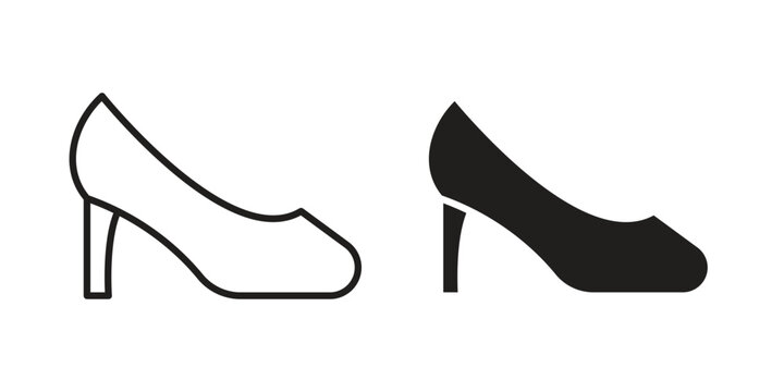 High heel shoes icons. Black and White Vector Icons. can be used web and mobile