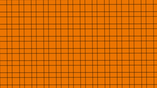 Black  in the orange plaid fabric texture background. Seamless pattern checkered wallpaper.	