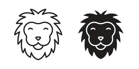Lion head icons. Black and White Vector Icons. can be used web and mobile