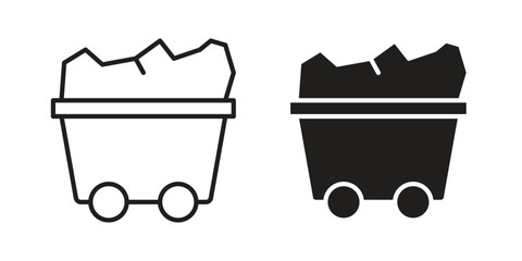 Mine wagon icons. Black and White Vector Icons. can be used web and mobile