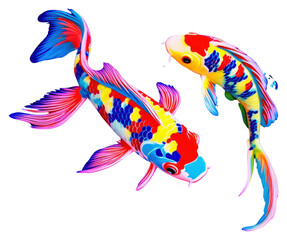 Obraz premium PNG Black light oil painting of a koi fish animal marine yellow.