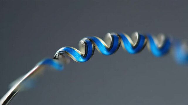 Medium shot of a flexible bimetallic strip bending smoothly in a thermostatic mechanism illustrating its adaptability and dynamic response to temperature changes