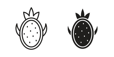 Pitaya icons. Black and White Vector Icons. can be used web and mobile