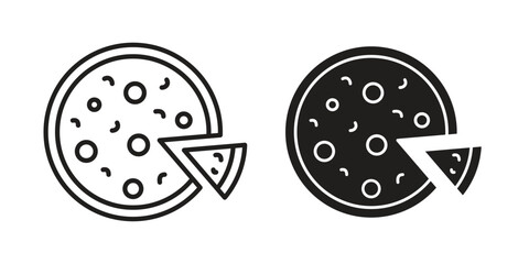 Pizza icons. Black and White Vector Icons. can be used web and mobile