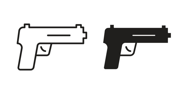 Pistol icons. Black and White Vector Icons. can be used web and mobile