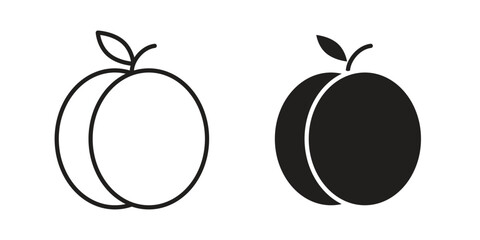 Plum icons. Black and White Vector Icons. can be used web and mobile