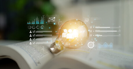 A dashboard for customer relationship management (CRM). The data analysis and market research help to identify a target audience and understand customer reviews and behavior. Fermion