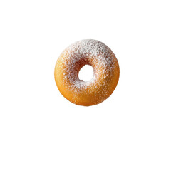 Doughnut with Powdered Sugar on Beige Gradient Background