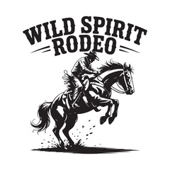 Wild Spirit Rodeo Cowboy Silhouette Vector Badge