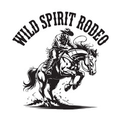 Naklejka premium Wild Spirit Rodeo Cowboy on Bucking Horse Vector