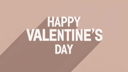 Happy Valentine's Day message with long shadow on a beige background
