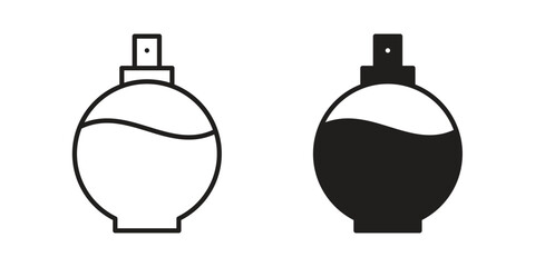 Round perfume bottle icons. Black and White Vector Icons. can be used web and mobile