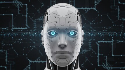 Futuristic android with glowing eyes for cutting-edge technology concepts
