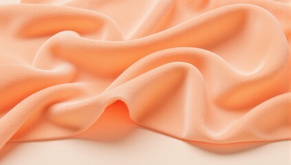 A beautiful peach colored silk fabric draped elegantly for fashion design and textile industry concepts